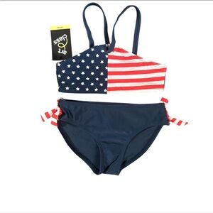 art class Girls Navy Red White American Flag Two-Piece Bikini